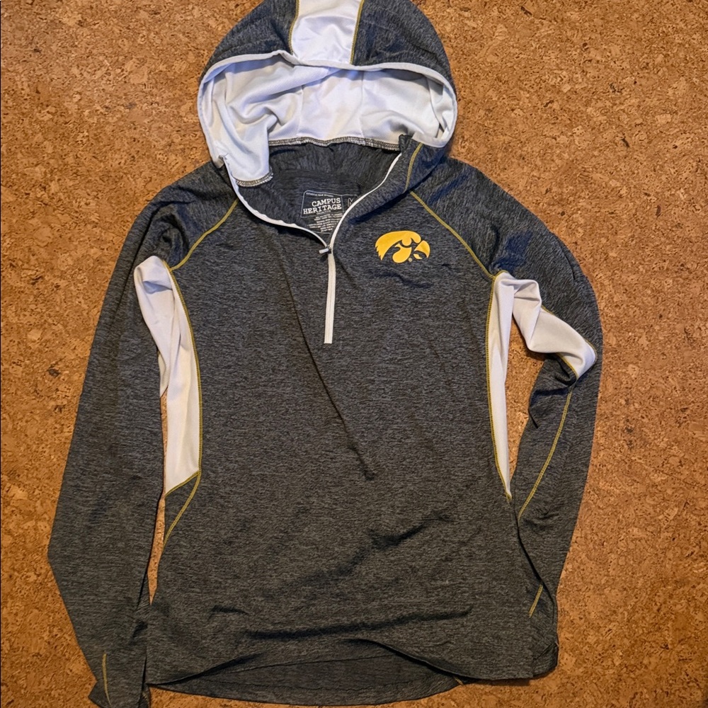 Campus Heritage Gray and White Hoodie with Gold Accents
